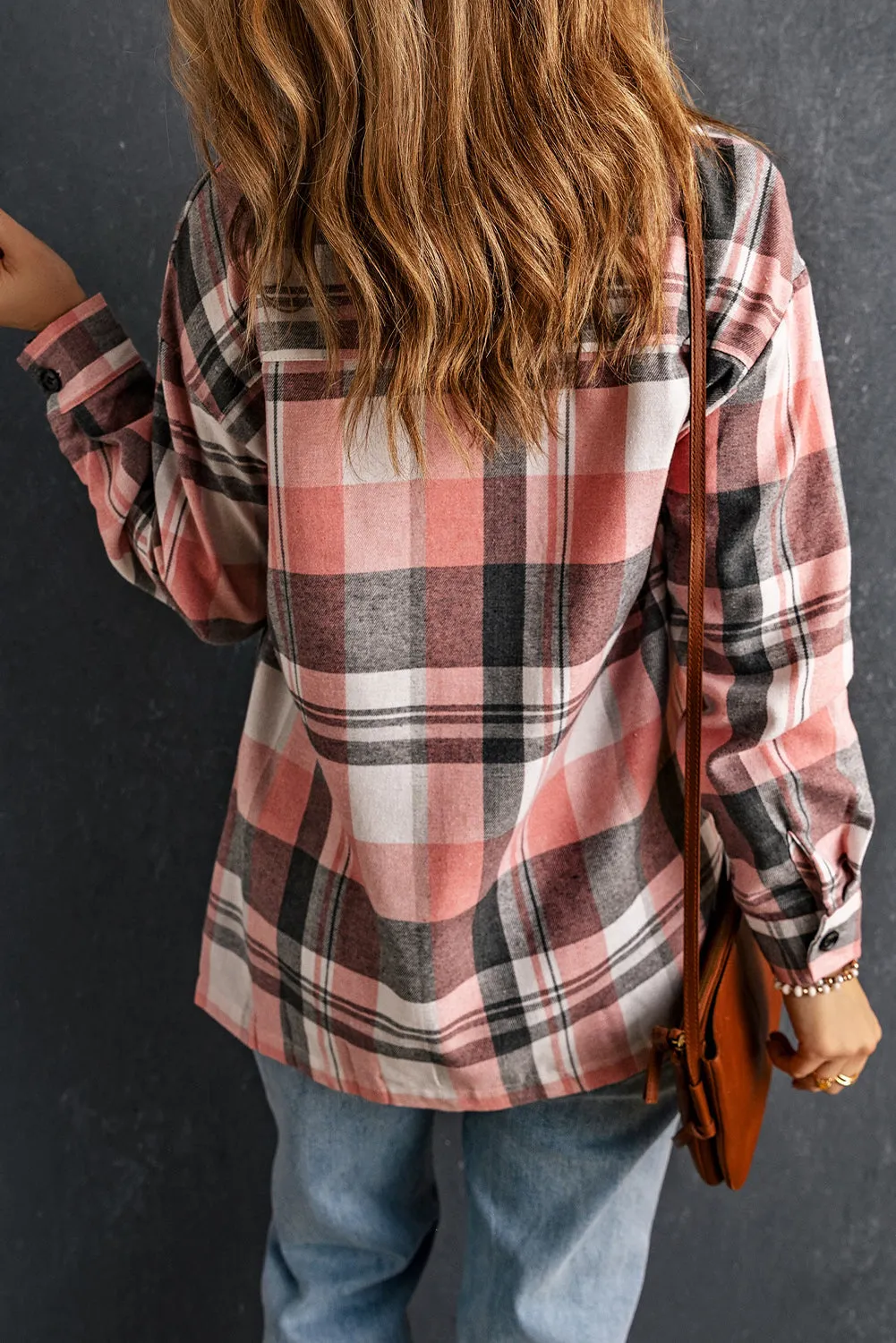 * APP EXCLUSIVE* Plaid Dropped Shoulder Longline Shirt