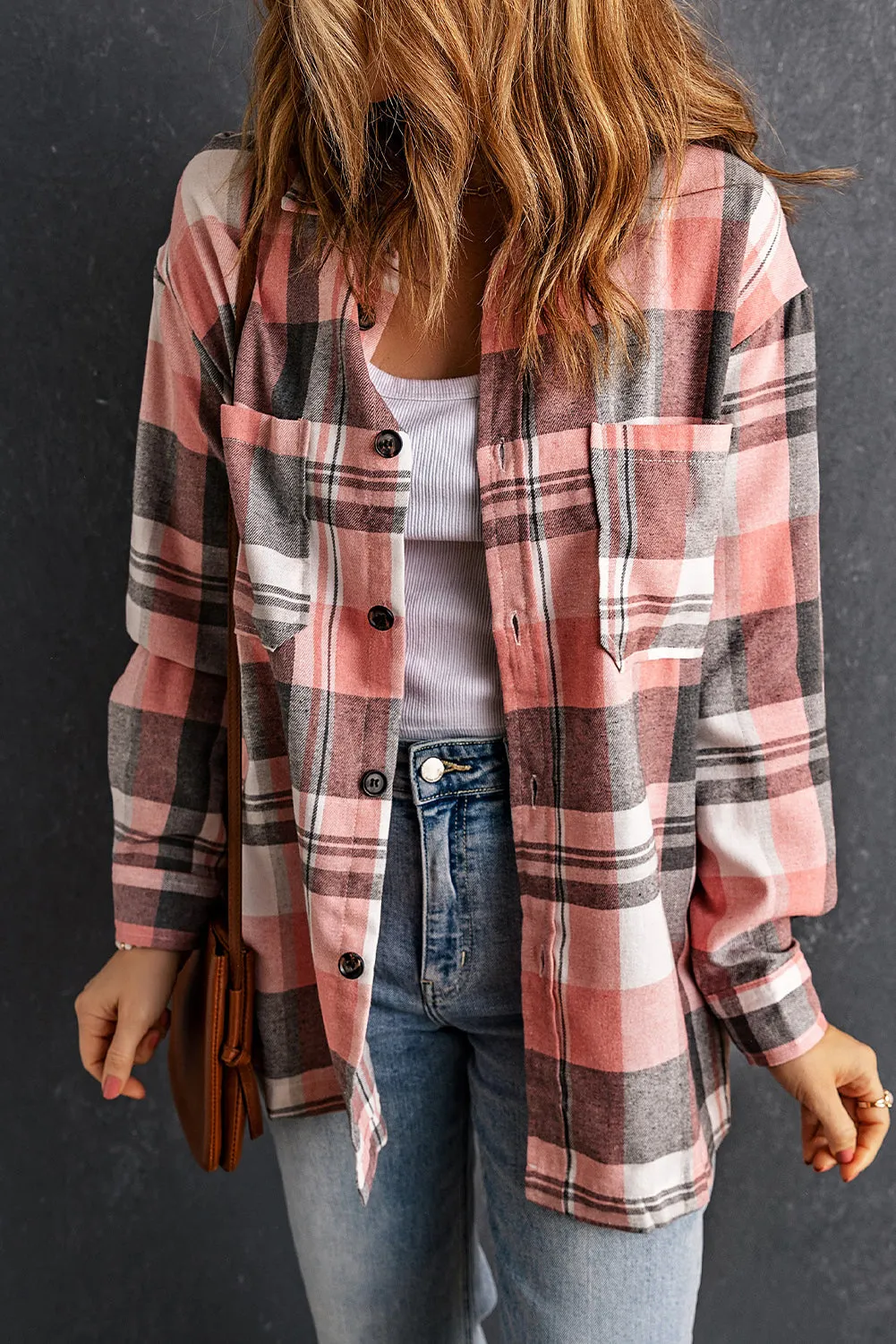 * APP EXCLUSIVE* Plaid Dropped Shoulder Longline Shirt