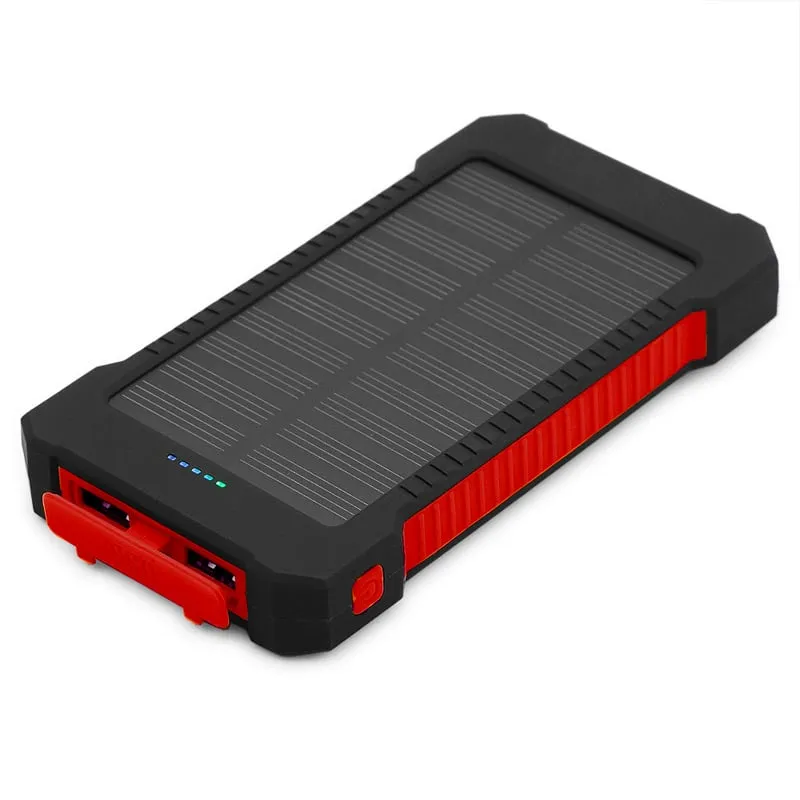 10,000mAH Water Resistant / Shockproof Solar Dual-USB Charger and LED Light Stealth Angel Survival