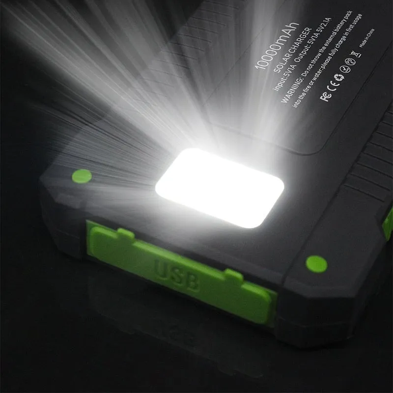 10,000mAH Water Resistant / Shockproof Solar Dual-USB Charger and LED Light Stealth Angel Survival