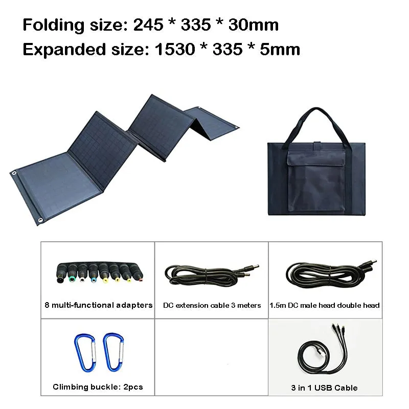 100W Solar Panel Folding Bag USB DC Output Solar Charger Portable Foldable Solar Charging Device Outdoor Portable Power Supply