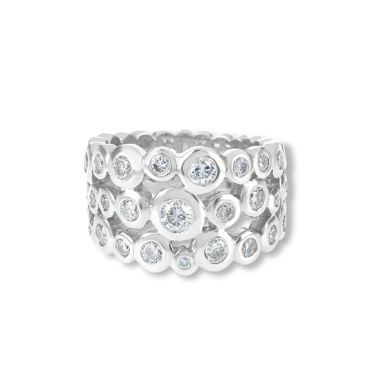 18k Gold & Diamond Triple Row Dotty Ring - 2.00CT