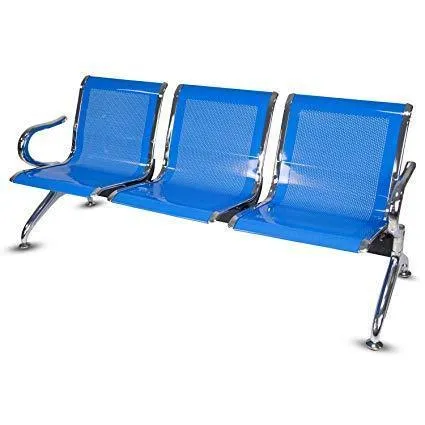 3 Seater Reception Metal Bench - Blue