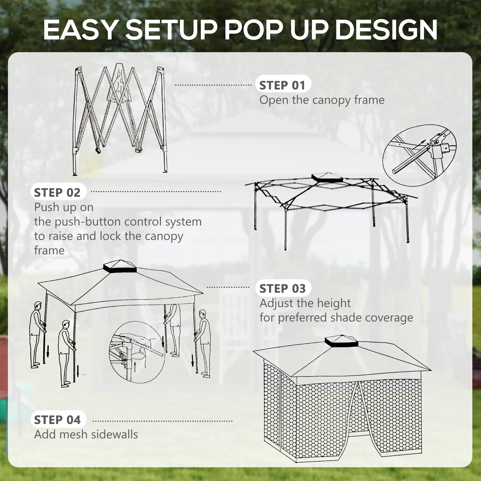 3 x 3(m) Pop Up Gazebo, Double-roof Garden Tent with Netting and Carry Bag, Party Event Shelter for Outdoor Patio, Grey