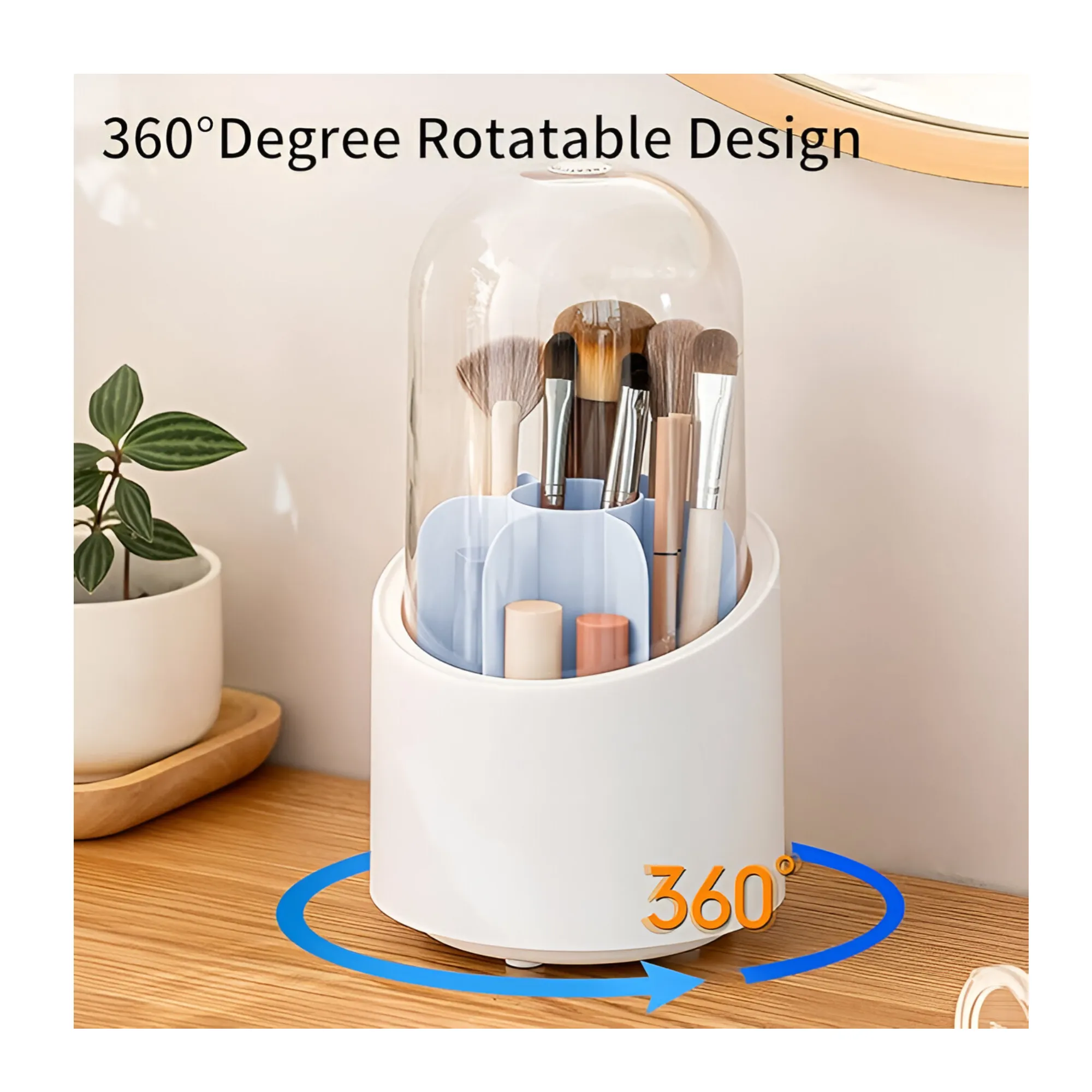 360 degree Rotating Transparent Makeup Brushes Storage Container RA-100