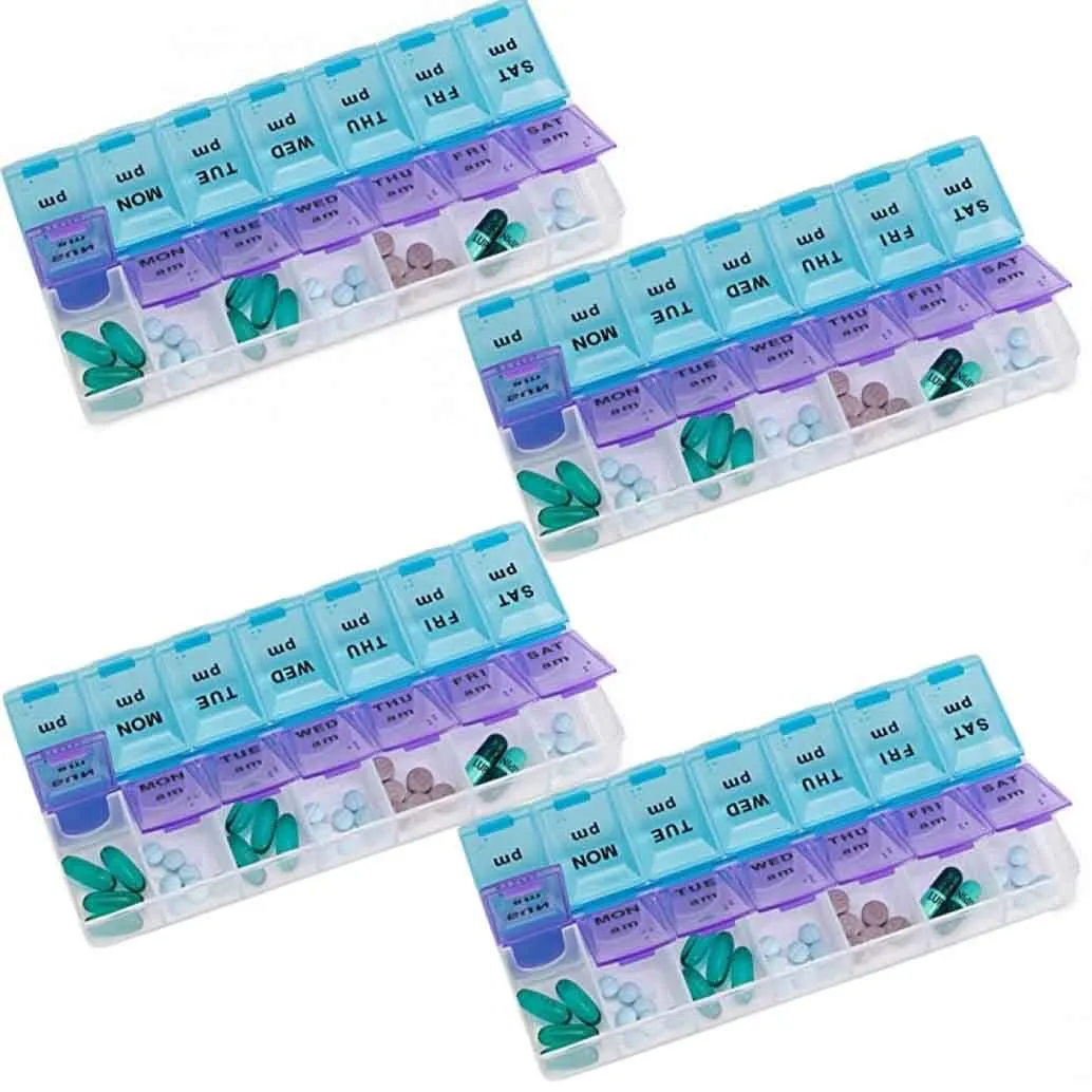 4-Pack: MEDca Weekly Pill Organizer, Twice-a-Day