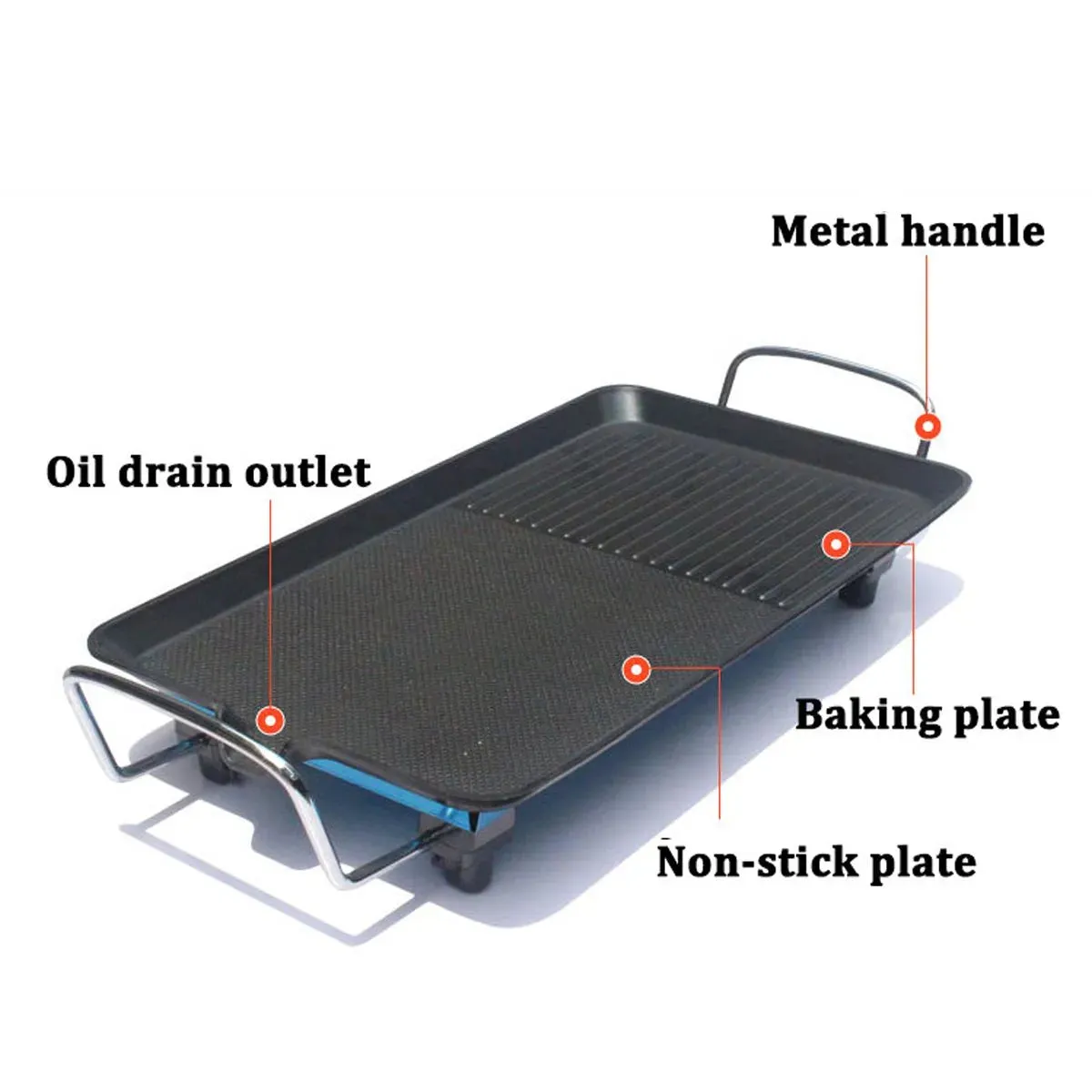 5-Level Adjustable Household Electric Grill Non Stick Smokeless Grill