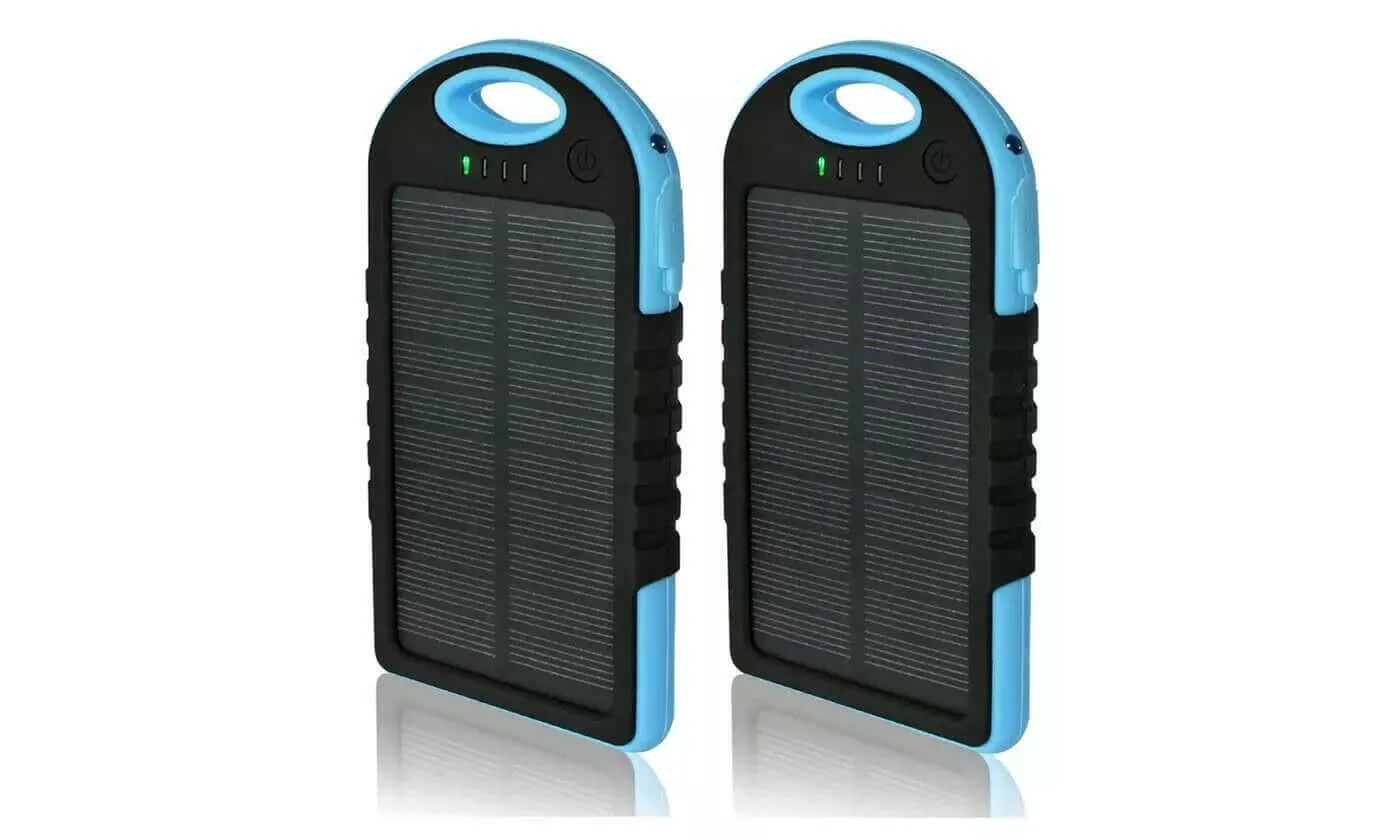 5,000 mAh Water-Resistant Solar Smartphone Charger (2-Pack)