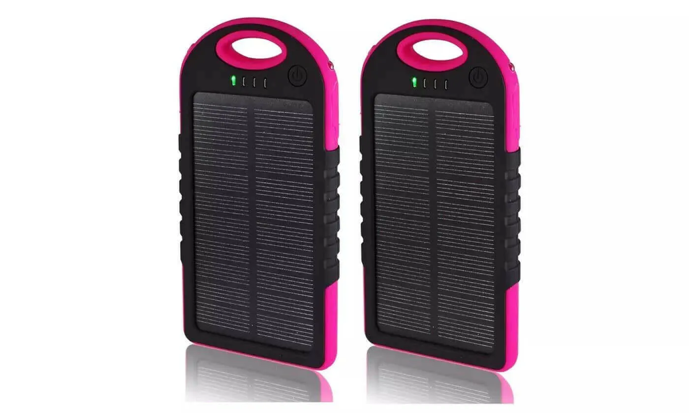 5,000 mAh Water-Resistant Solar Smartphone Charger (2-Pack)