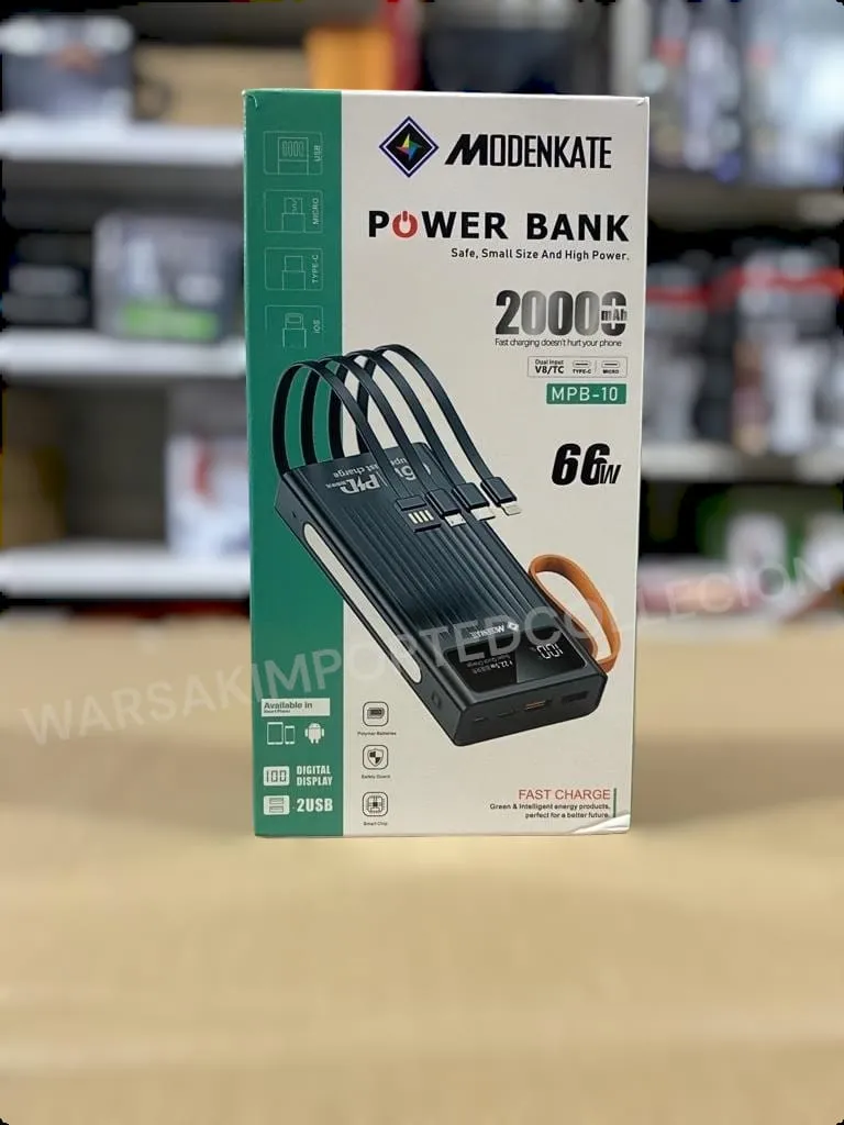 66W MODENKAT POWER BANK WITH 4 IN BUILT-IN  CABLES