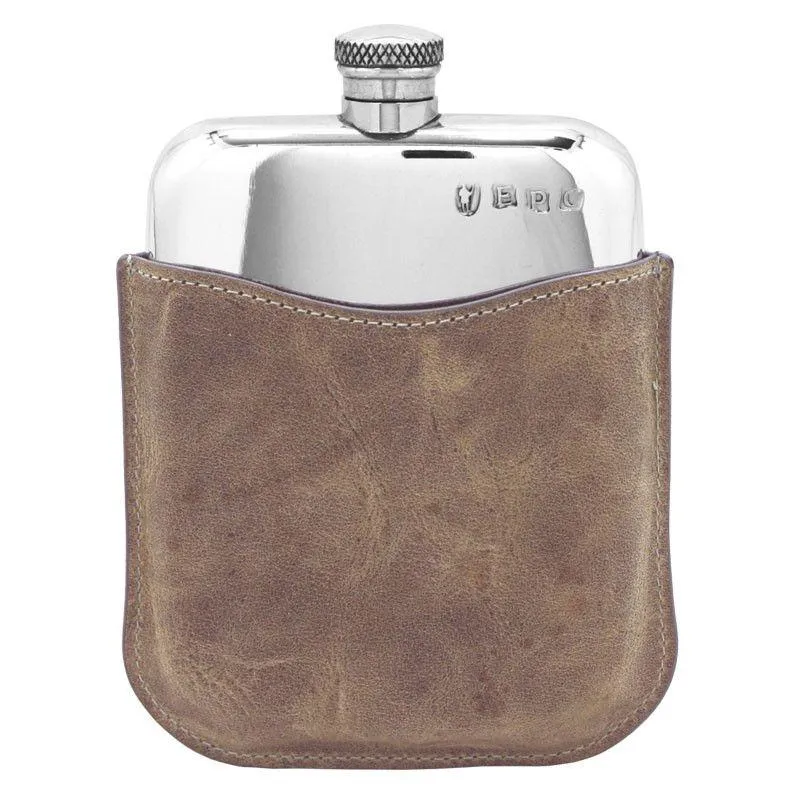 6oz Pewter Purse Purse Flask & Pouch