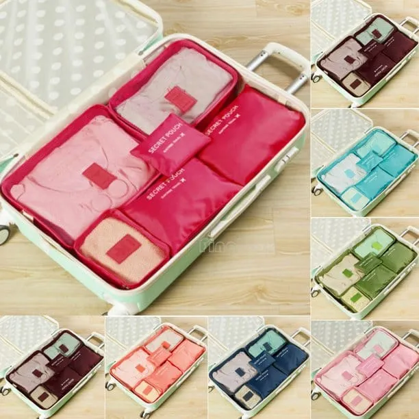 6pcs Travel Pouches Organizer Bag (Random Colors)