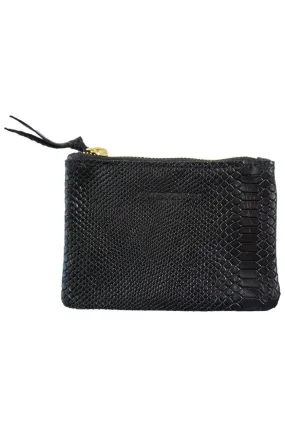 6x4 Medium Mini Black Python Zip Pouch