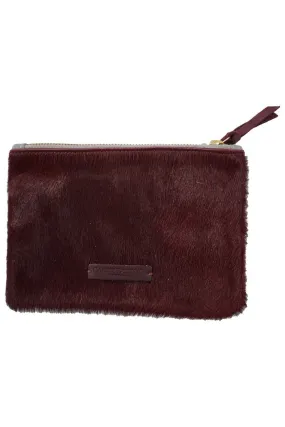 6x4 Medium Mini Burgundy Hair on Hide Zip Pouch