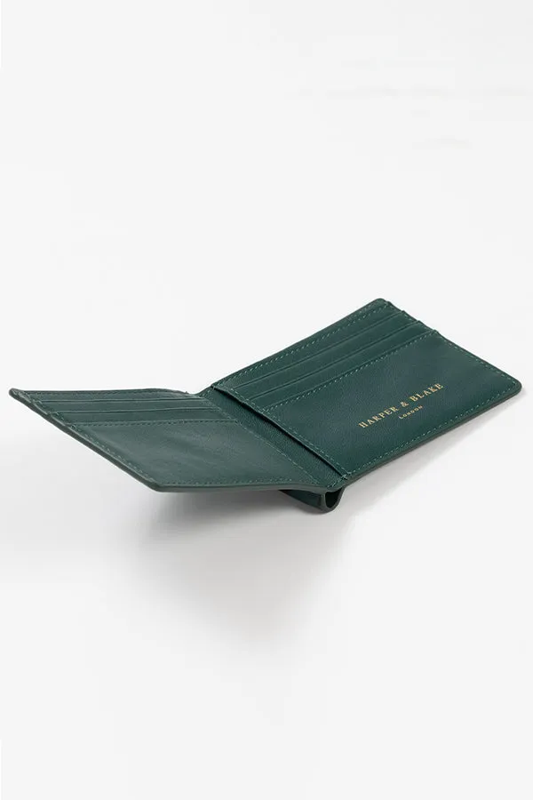 Abstract Swirl Lines Leather Wallet (Dark Green)