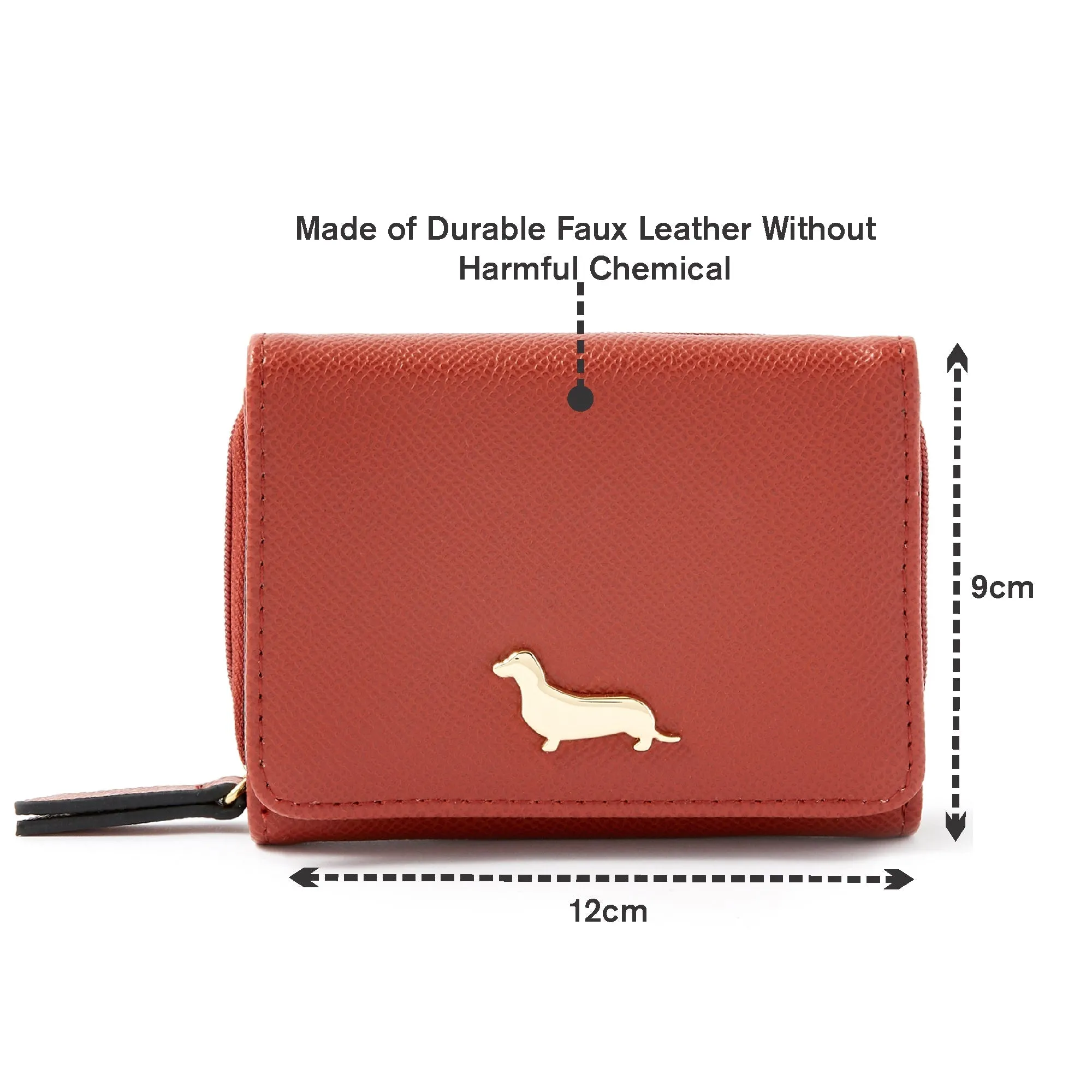 Accessorize London Women's Faux Leather Rust Sausage Dog Coin Purses