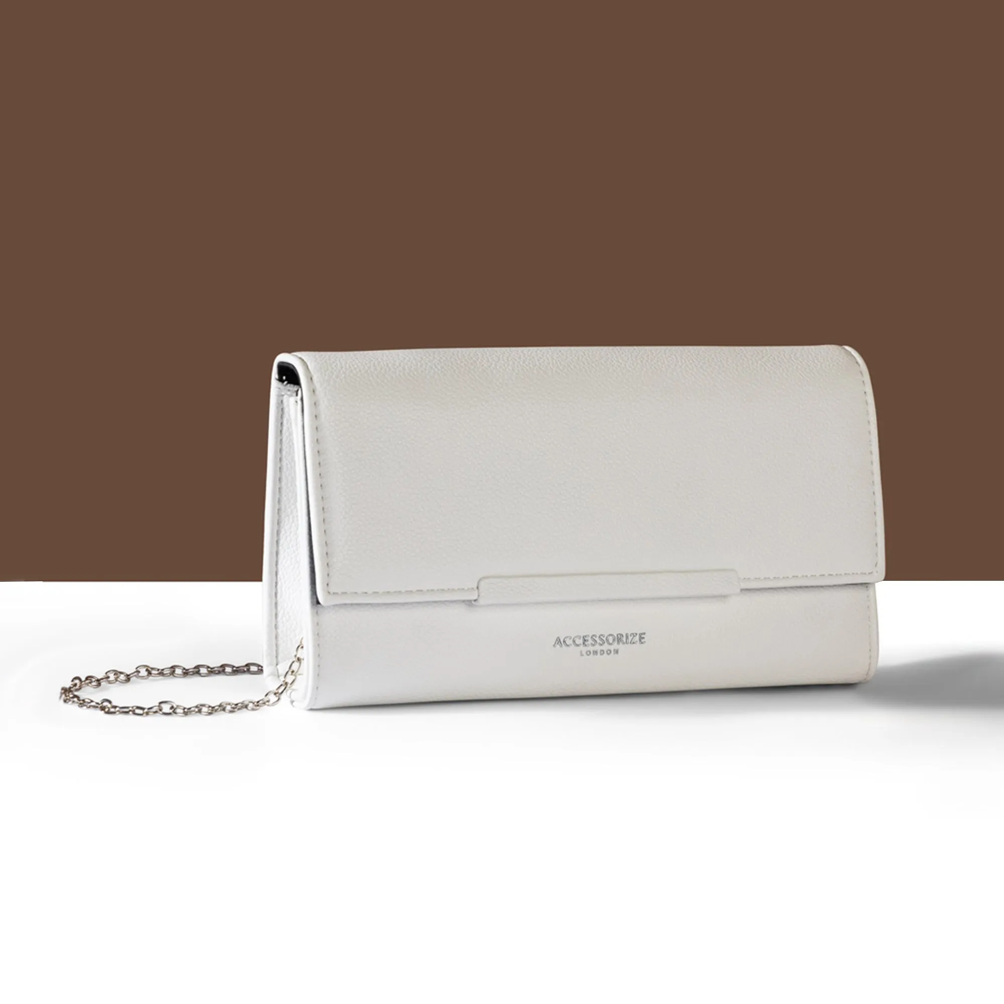 Accessorize London Women's White Clean Bar Clutch Bag