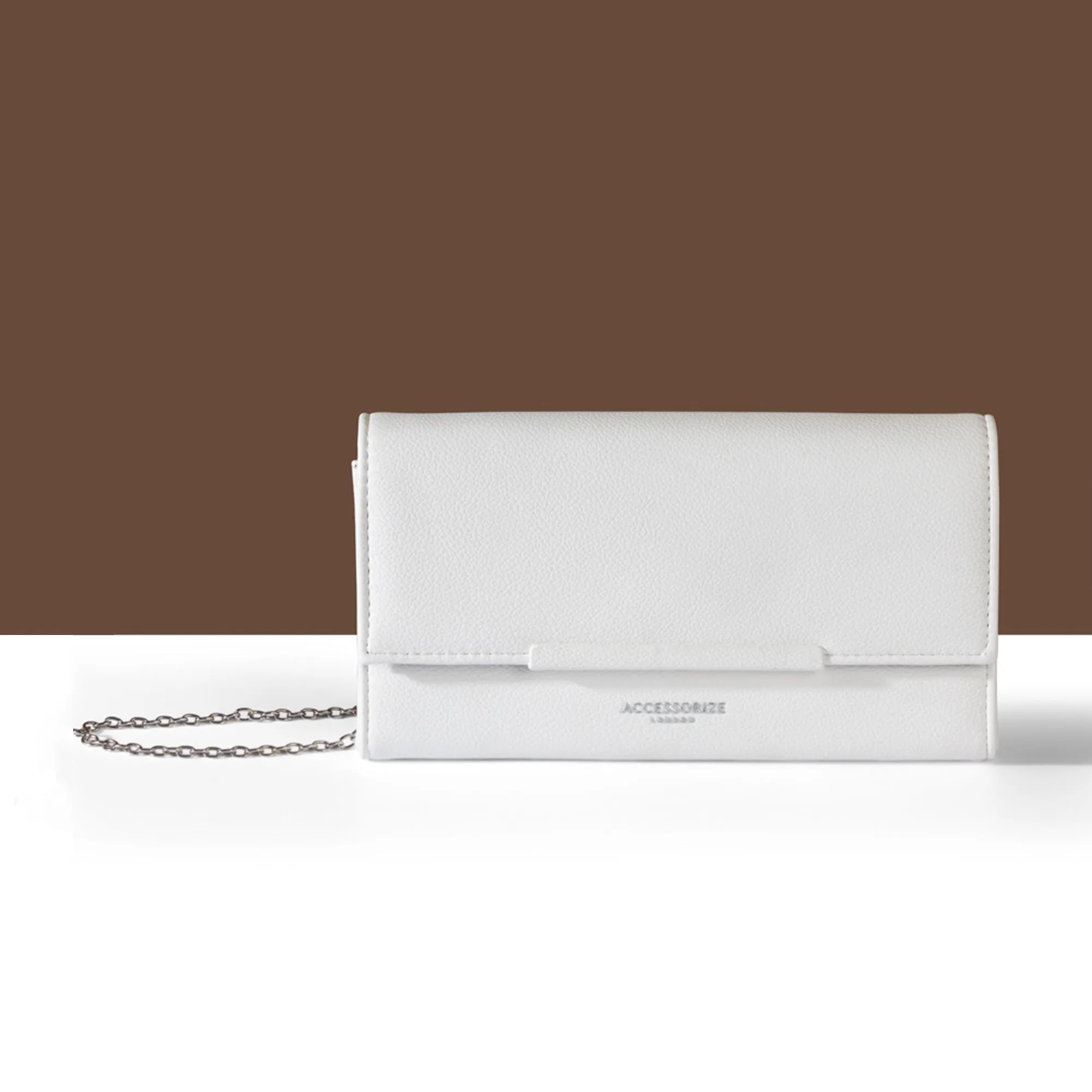 Accessorize London Women's White Clean Bar Clutch Bag