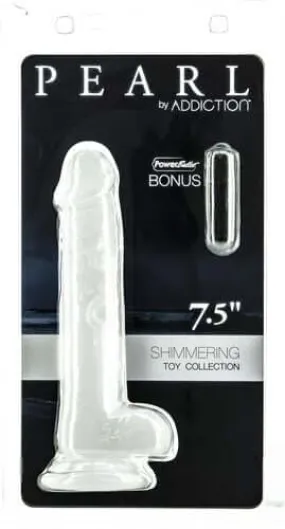 Addiction Pearl 7.5 Inch Dong | Shimmering White Dildo with Bonus Bullet Vibrator