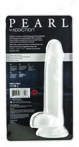 Addiction Pearl 7.5 Inch Dong | Shimmering White Dildo with Bonus Bullet Vibrator