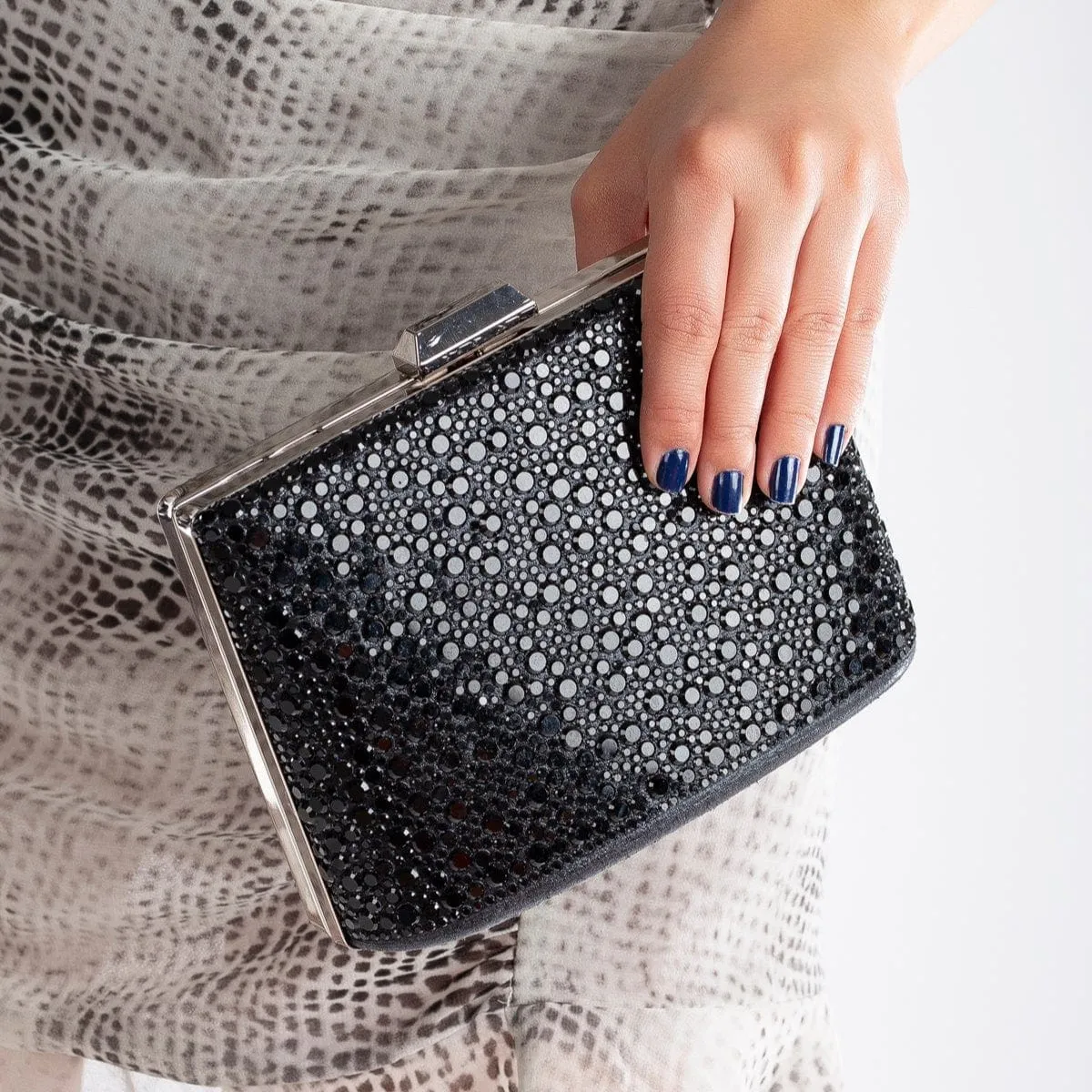 Alba Vegan Sequin Clutch | Black