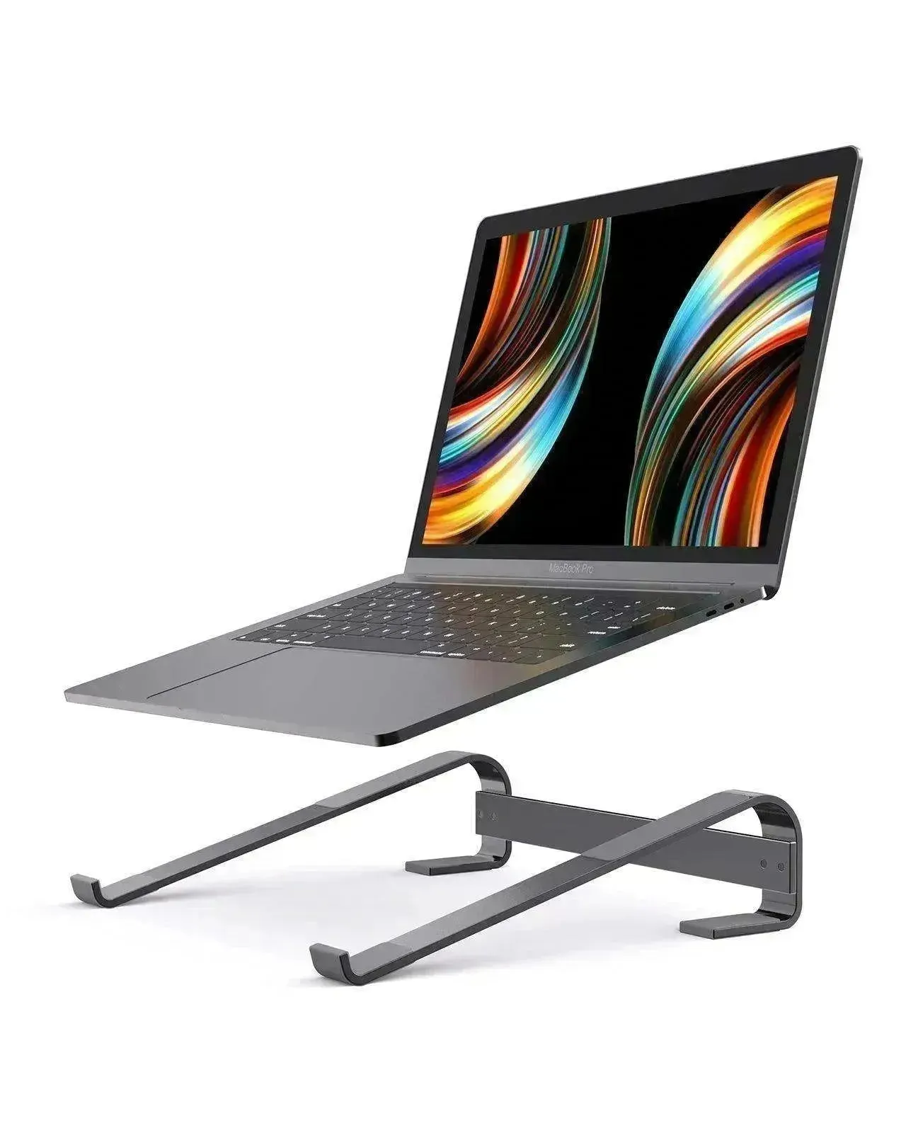 Alum. Portable Laptop Stand: Ventilated, Ergo Holder