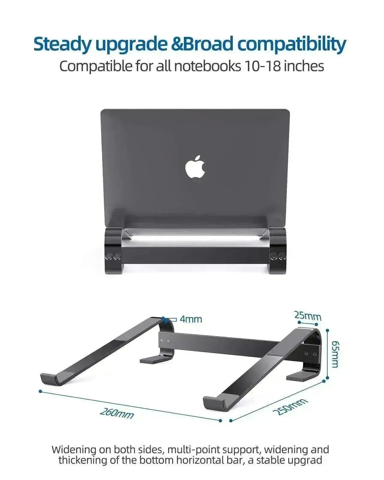 Alum. Portable Laptop Stand: Ventilated, Ergo Holder