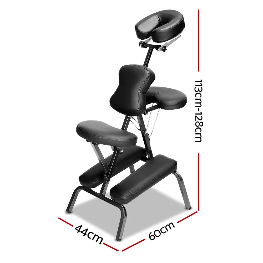 Aluminium portable chair for massage, medical fetish or BDSM - BLACK