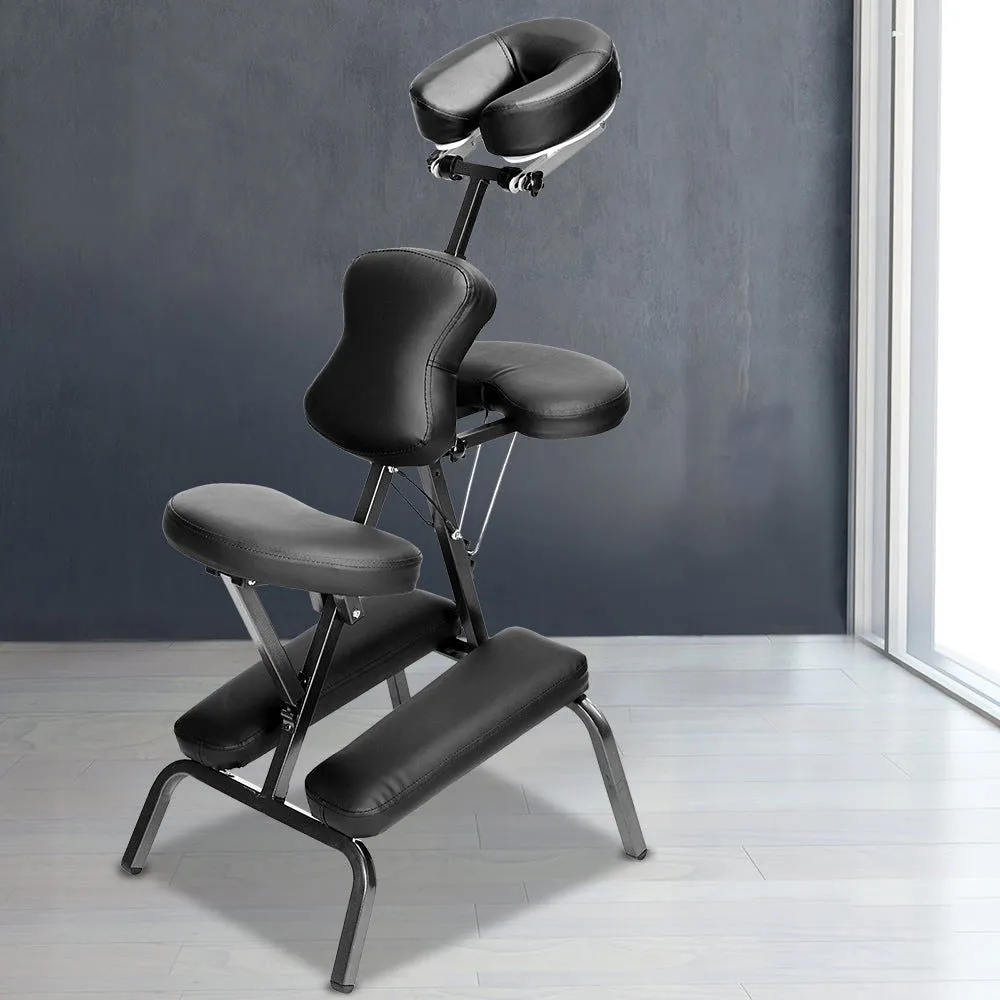 Aluminium portable chair for massage, medical fetish or BDSM - BLACK