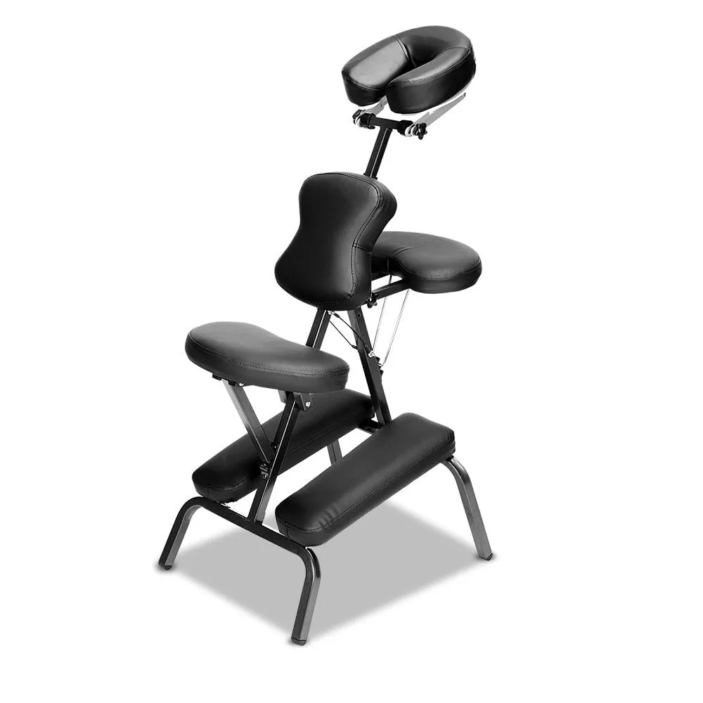 Aluminium portable chair for massage, medical fetish or BDSM - BLACK