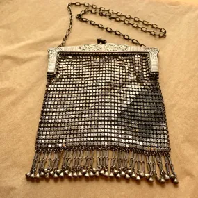 Antique Silver Mesh Purse with Fringe!