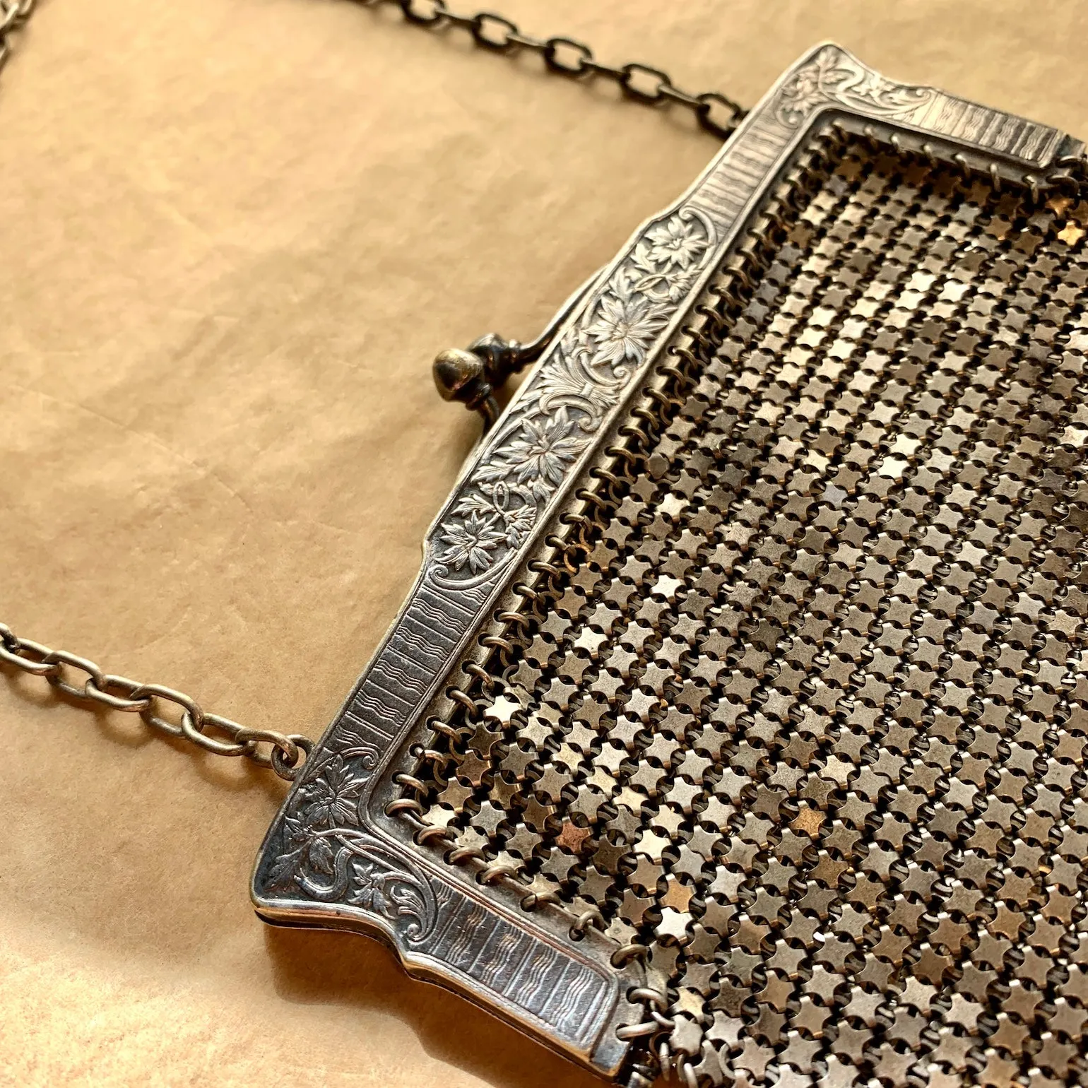 Antique Silver Mesh Purse with Fringe!