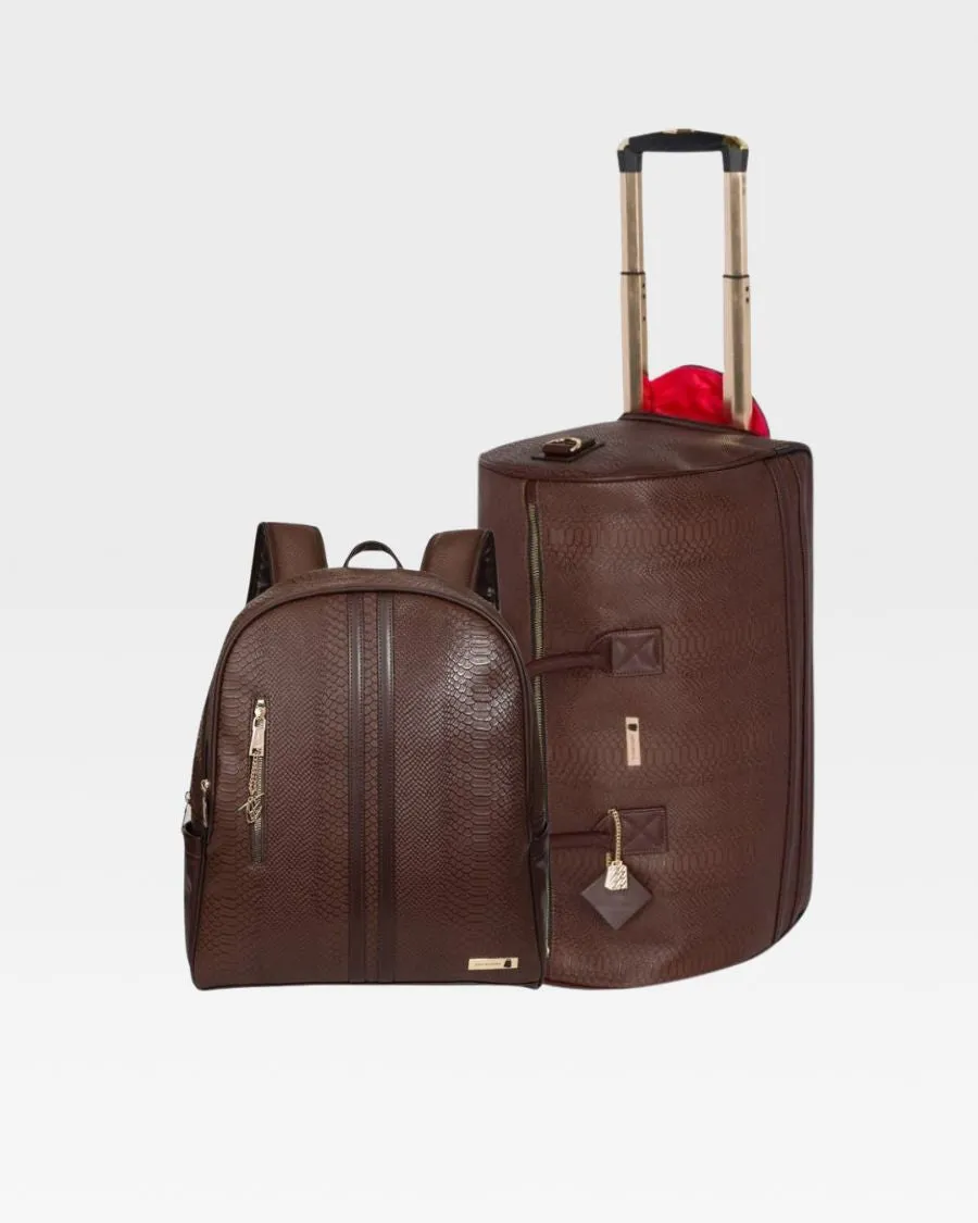 Apollo 1 Backpack & Rolling Duffle Bag Set in Chocolate