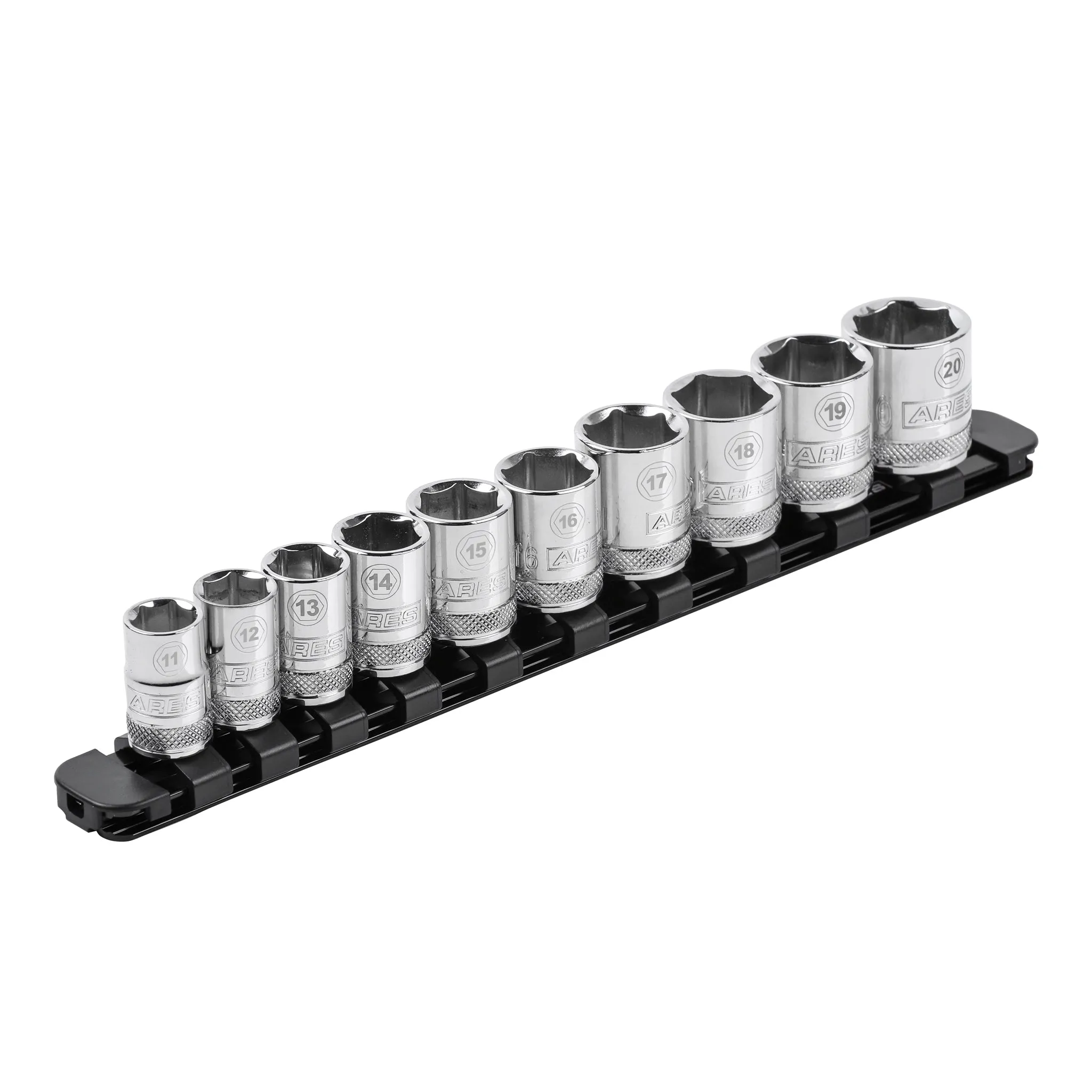 ARES 60100 - 3/8-Inch Drive Black 9.84-Inch Socket Rail with Locking End Caps