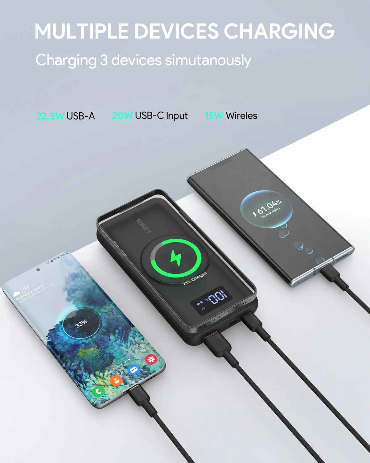 AUKEY PB-WL02i 10000MAH Magnetic Wireless Charging Power Bank