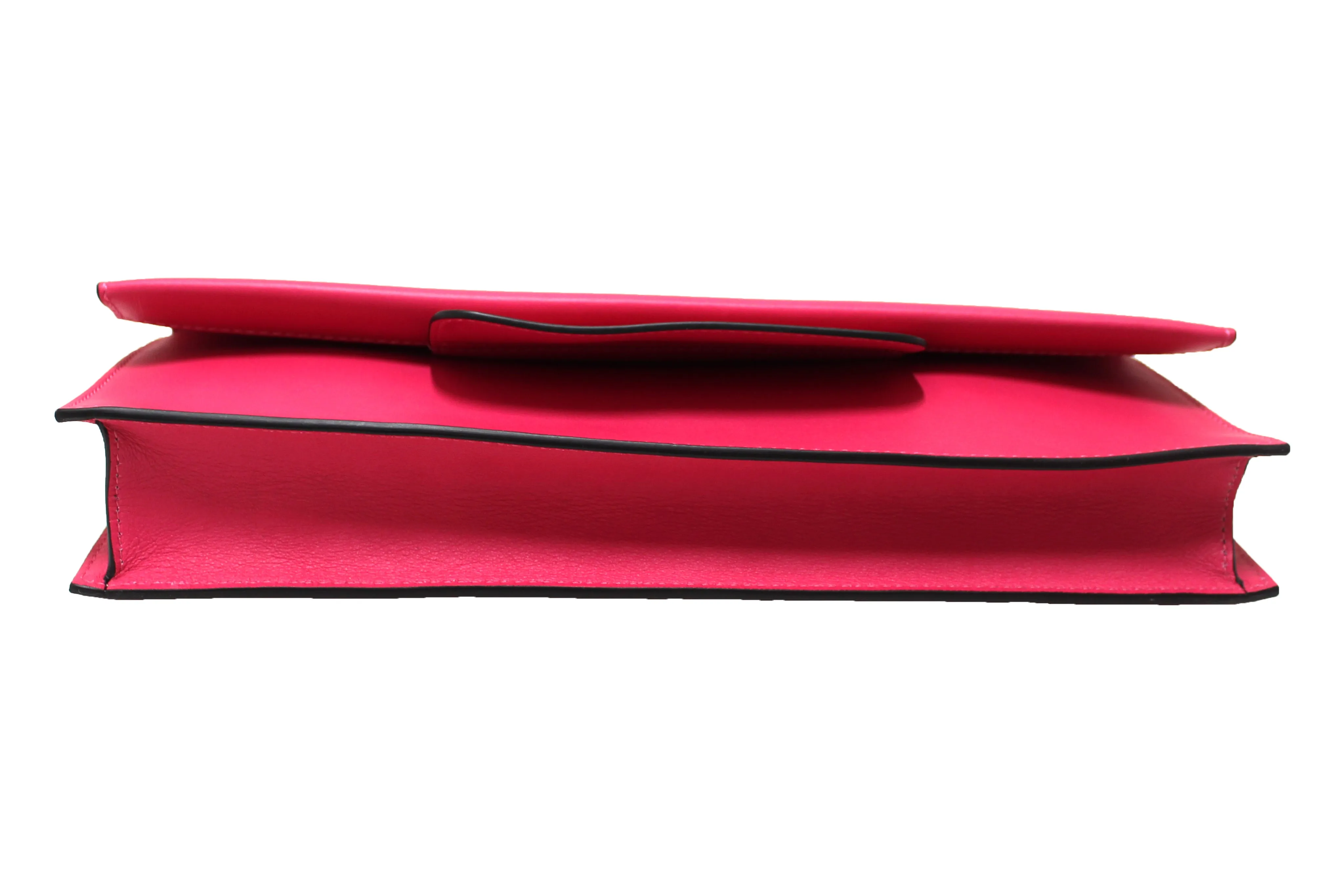 Authentic Valentino Hot Fuchsia Pink Leather Long Clutch Bag