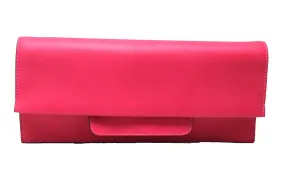 Authentic Valentino Hot Fuchsia Pink Leather Long Clutch Bag