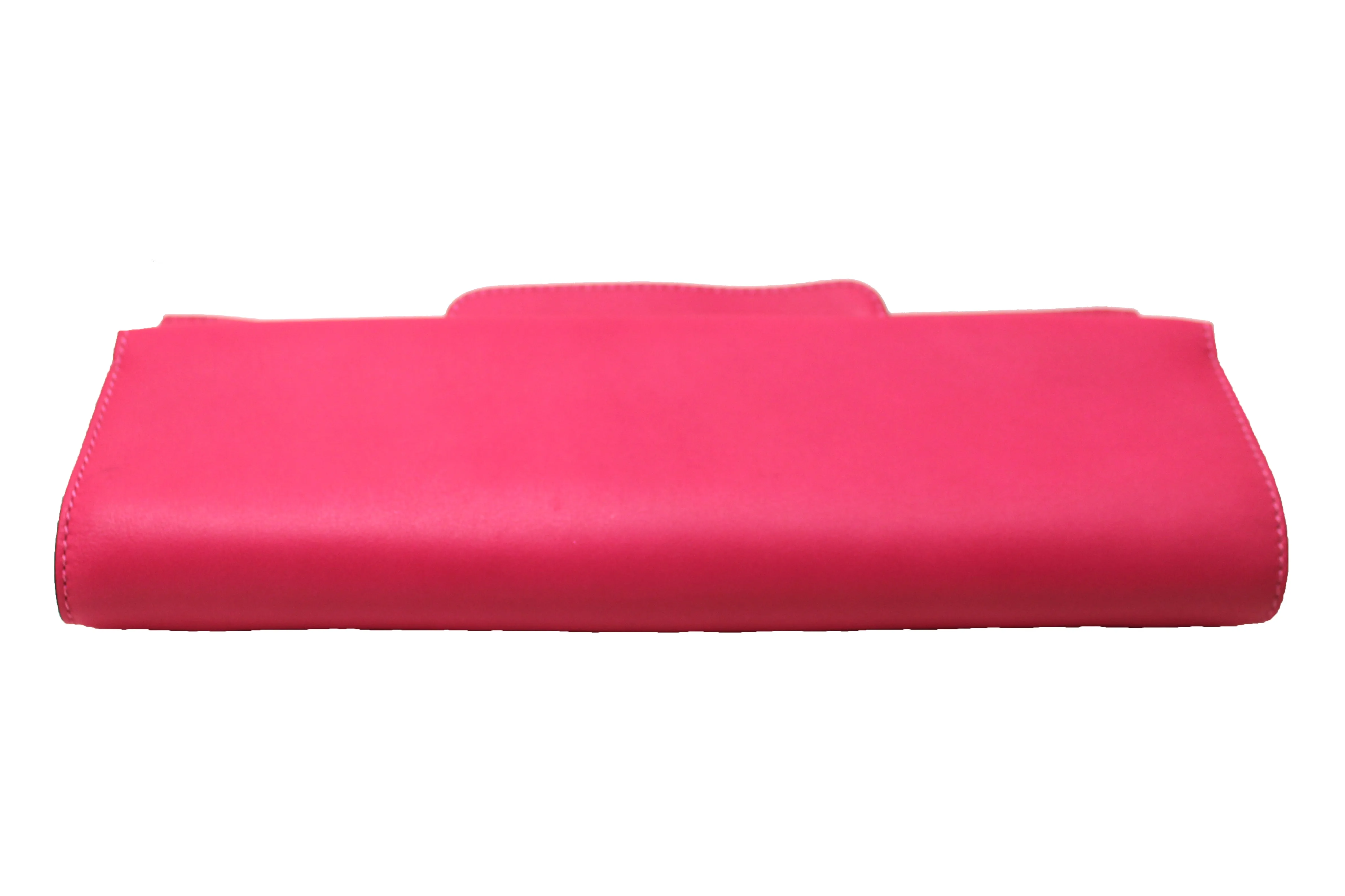 Authentic Valentino Hot Fuchsia Pink Leather Long Clutch Bag