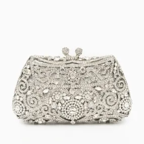 Ayanne Crystal Covered Clutch Bag - Silver