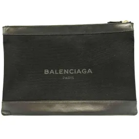 Balenciaga Canvas Navy Clip L Clutch Bag