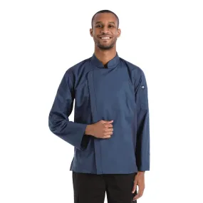 BB084-XL Chef Works Hartford Lightweight Zipper Unisex Chef Jacket Blue XL