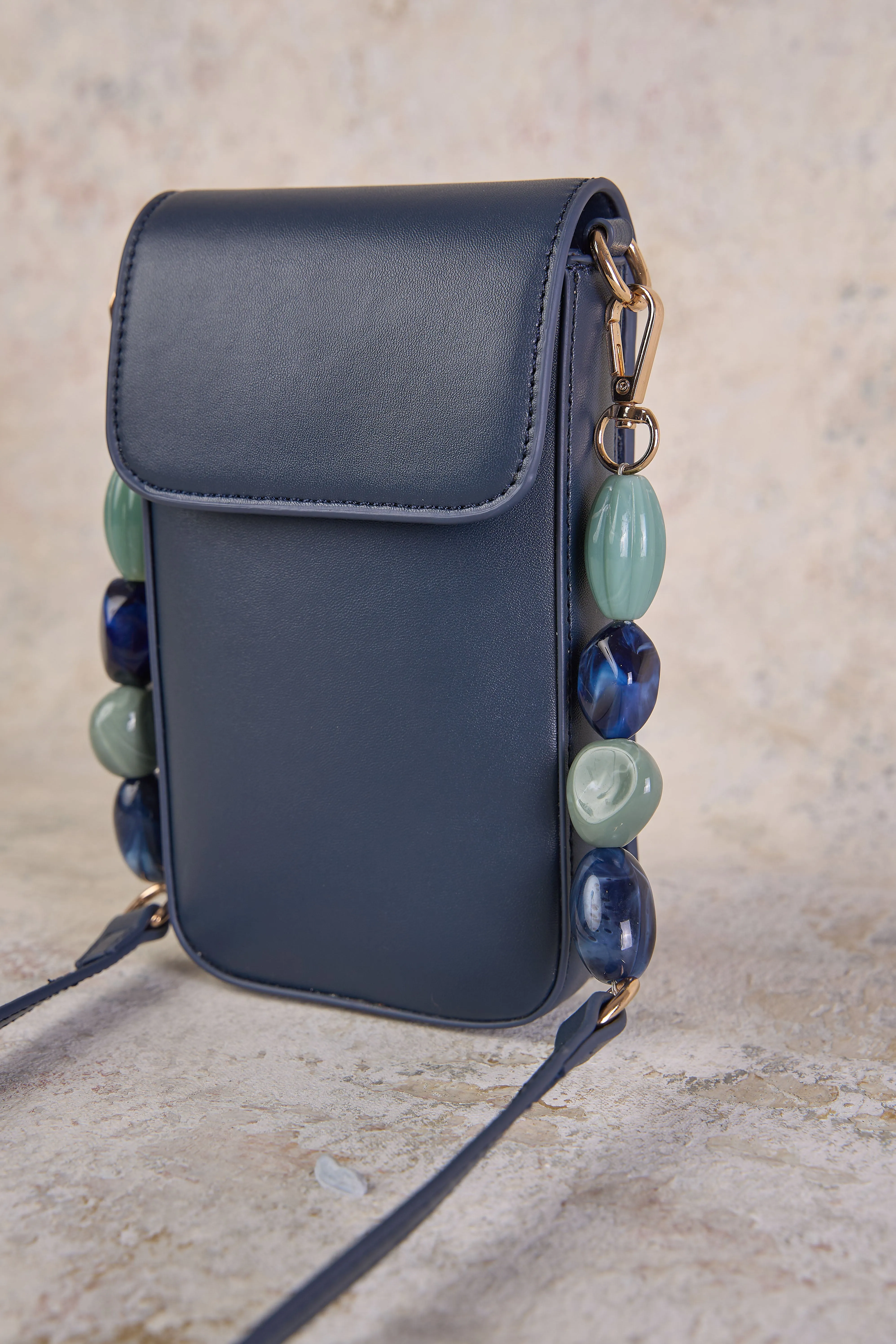 Beaded Leather Phone Bag