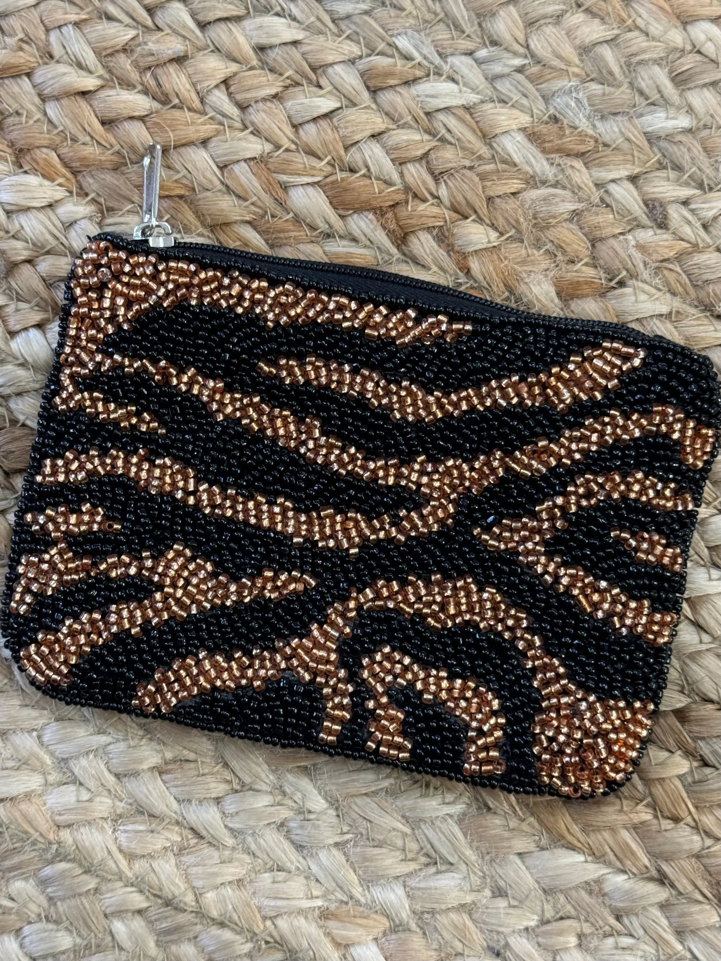 Beaded Zebra Coin Pouch