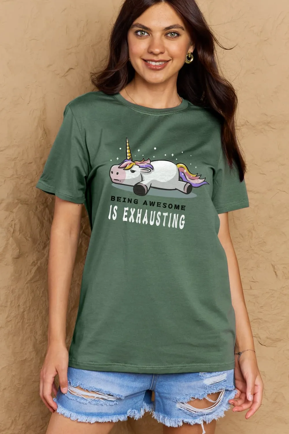 BEING AWESOME IS EXHAUSTING Graphic Cotton Tee