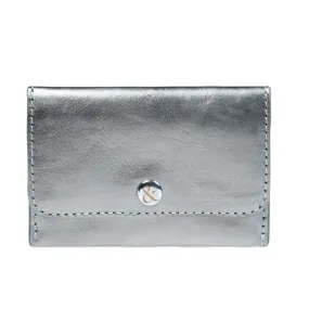 Bell & Fox Ellie Popper Card Holder Purse in Gunmetal Metallic Leather