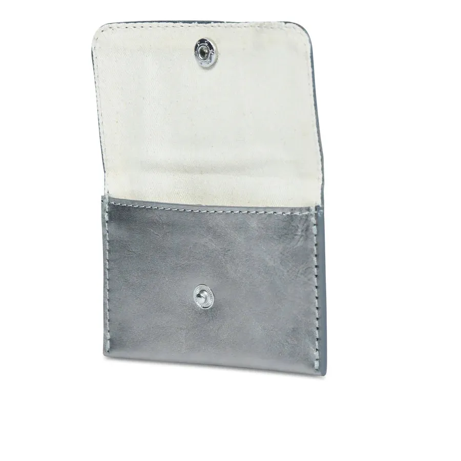 Bell & Fox Ellie Popper Card Holder Purse in Gunmetal Metallic Leather