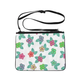 Berry Flowers White Slim Clutch Bag