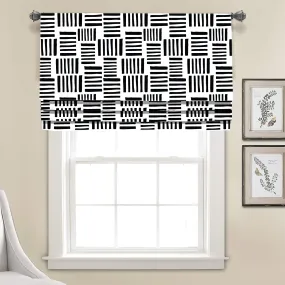 Black and White Geometry Faux Roman Shade Valance