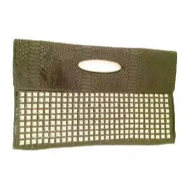 Black Clutch Bag - Oversized Faux Leather Handbag with Silver Rivet Studs