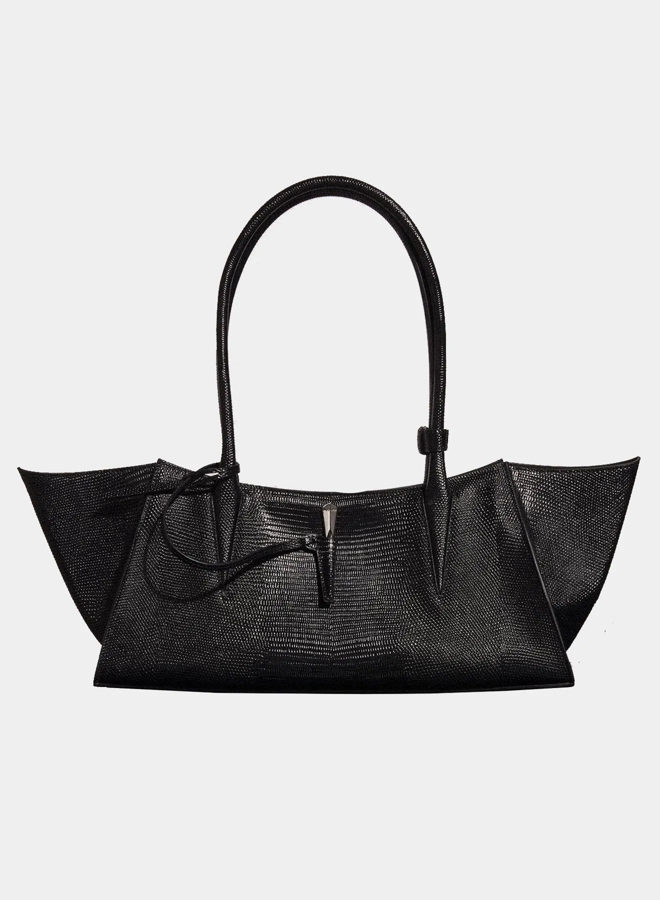 black embossed lizard leather fang bag